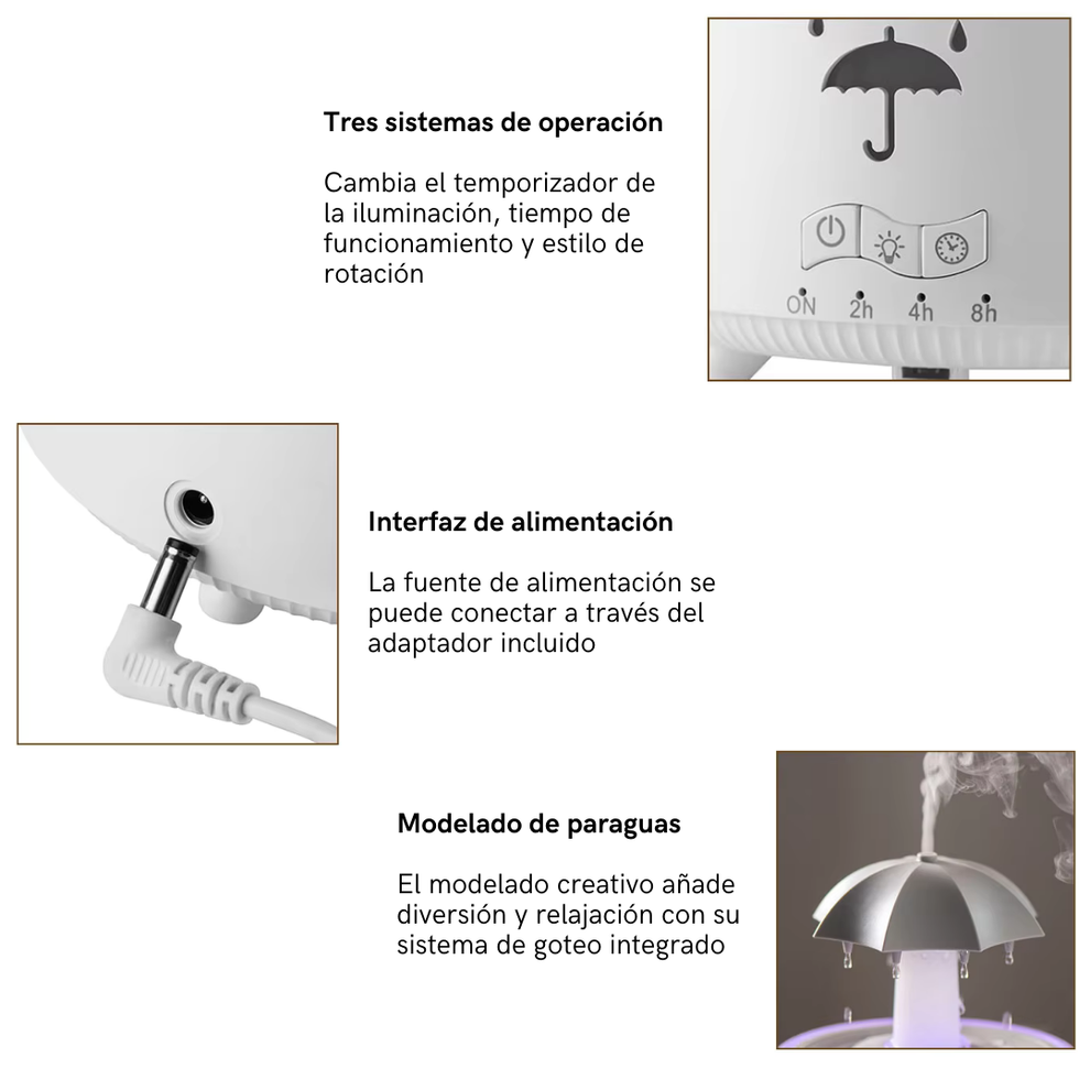 Humidificador Relajante de Lluvia